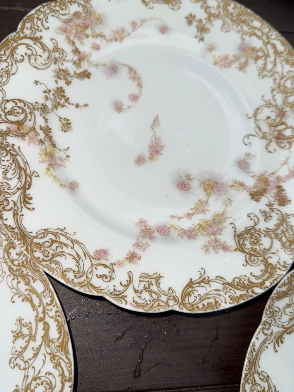VTG 3 Haviland & Co Limoges Delicate pink Floral 8.5 lunch floral France